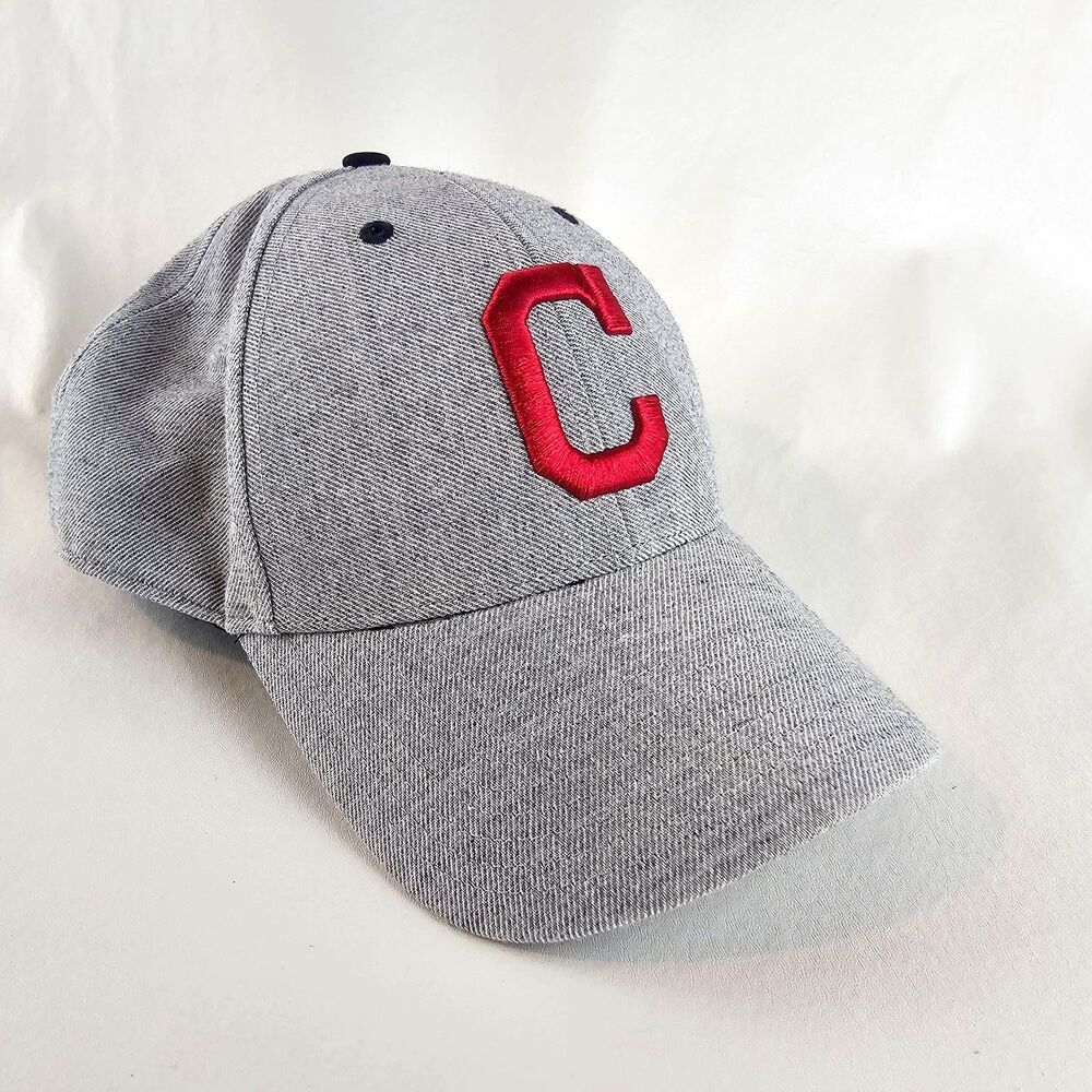 Cleveland Indians Hat Gray Adjustable Strapback Red Logo 47 Brand MLB Baseball